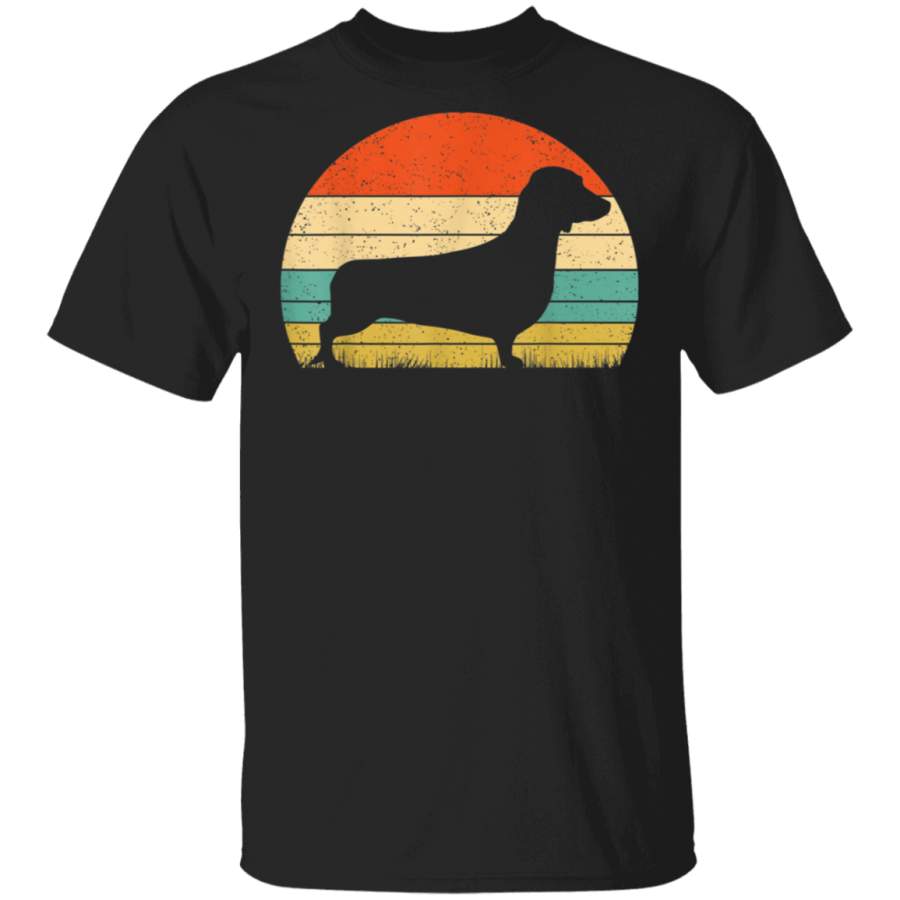 Doxie Dachshund Dog Retro Vintage 70s Silhouette TShirt