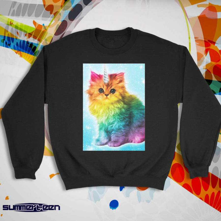 Unicorn Rainbow Cat Kitten Women’S Sweatshirt