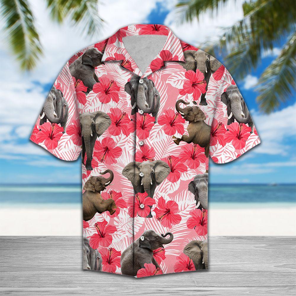 Aloha Shirt Mother’s day Father’s day unique gift ideas for mom & dad from daughter & son kids, meaningful birthday presents –  Tropical Flowers Hibiscus Elephant H97035 – Hawaii Shirt