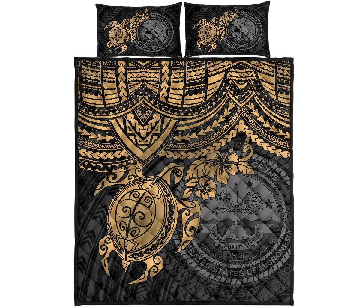 Alohawaii Home Set – Quilt Bed Set Federated States Of Micronesia – Golden Turtle – Bn15