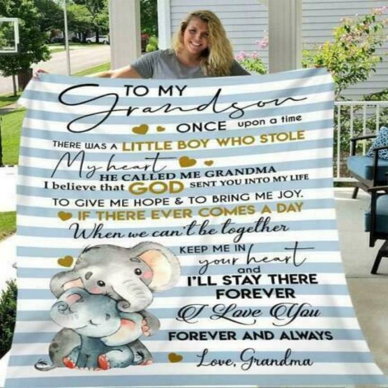 homesweetquilt – Elephant To My Grandson Once Upon A Time There’S A Little Boy fleece blanket, Small, Medium, Large, X-large, hf0508