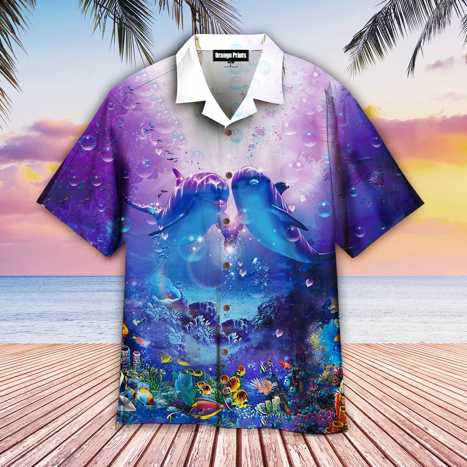 Couple Dolphin Aloha Hawaiian Shirt – All Over Print Hawaiian Shirt – Mens Hawaiian Shirt