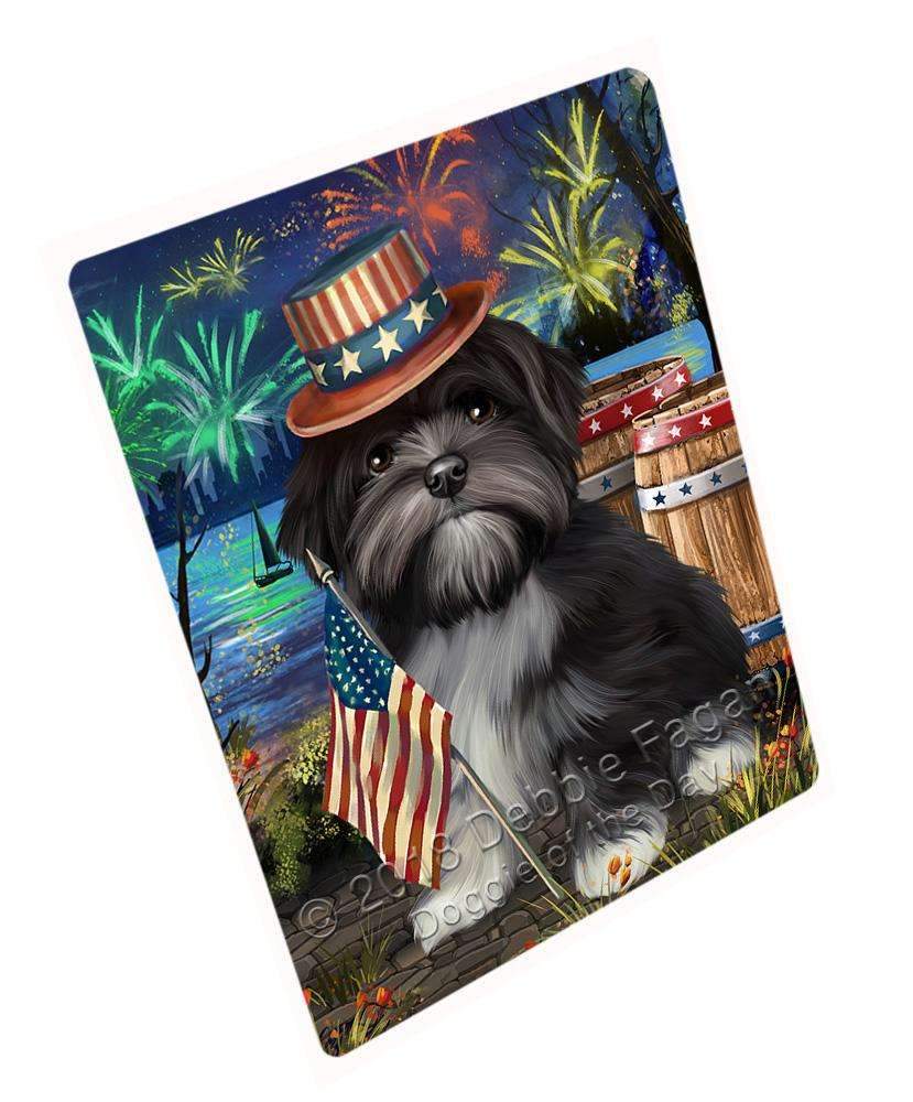 4Th Of July Independence Day Fireworks Lhasa Apso Dog At The Lake Blanket Blnkt74874