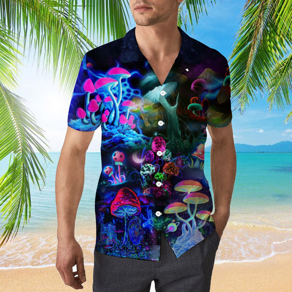 Magic Mushrooms Forest Hippie Hawaiian Shirt – For Men And Women