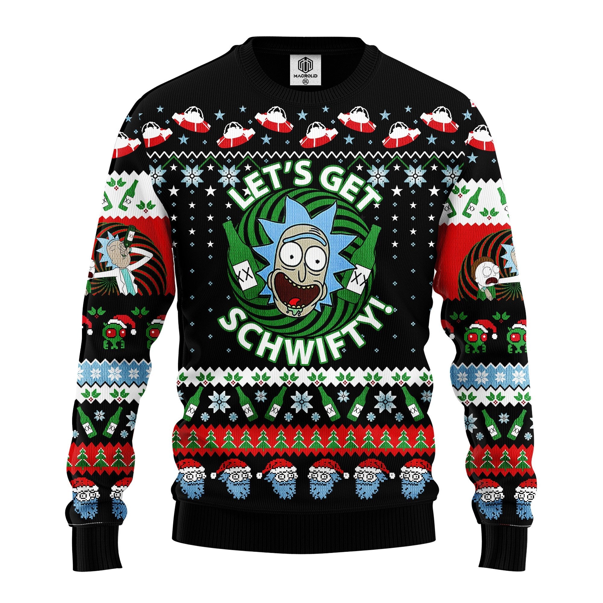 Unifinz Rick And Morty Christmas Sweater Let’S Get Schwifty Beer Black Ugly Sweater 2022