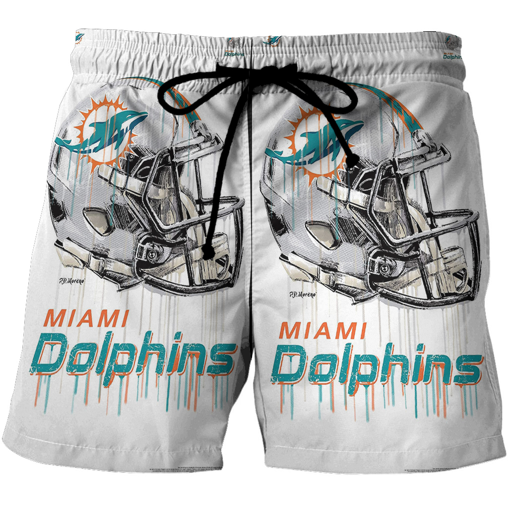 Miami Dolphins Helmet Art 3D All Over Print Summer Beach Hawaiian Short