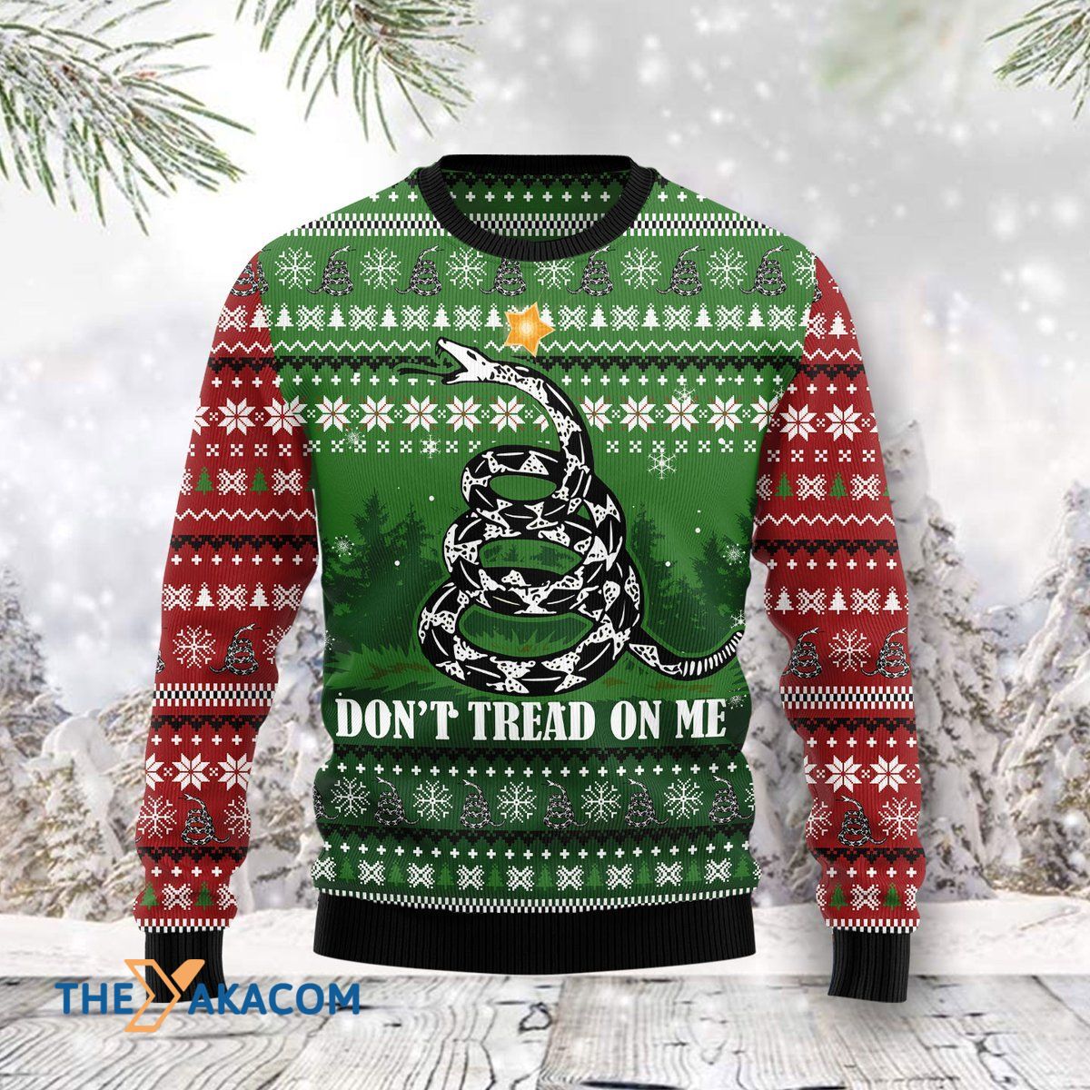 Merry Xmas Snake Don‘T Tread On Me Awesome Gift For Christmas Ugly Christmas Sweater