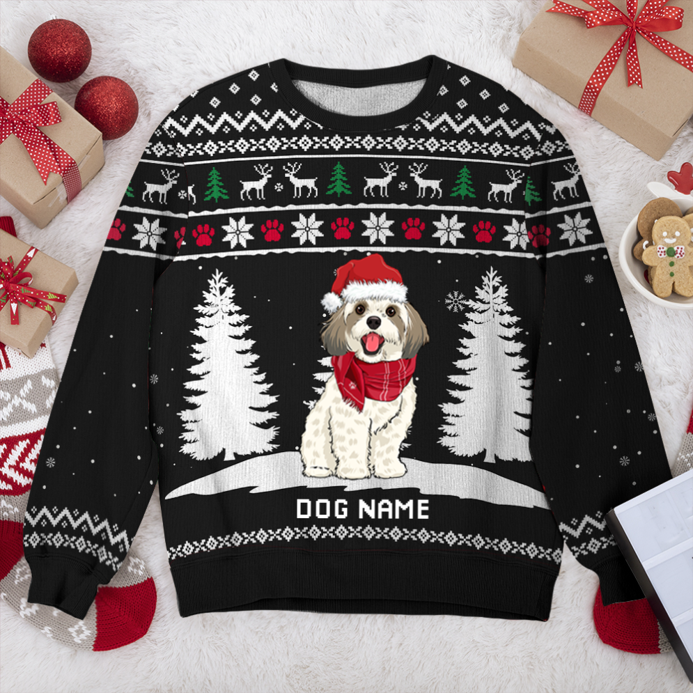 Cavachon Winter Dog Personalized Sweater, Dog Ugly Christmas Sweater