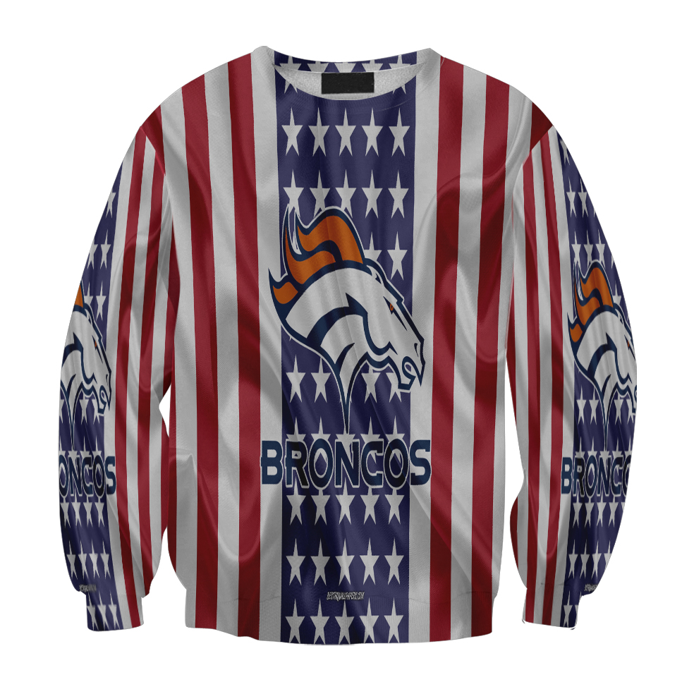 Denver Broncos American Flag V26 Gift For Fan 3D Full Printing Sweatshirt