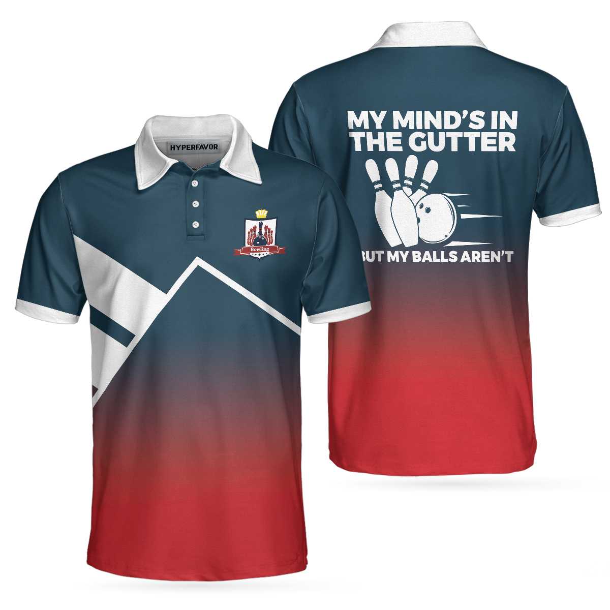 My Mind’S In The Gutter But My Balls Aren’T Bowling Polo Shirt, Funny Bowling Shirt For Men Coolspod