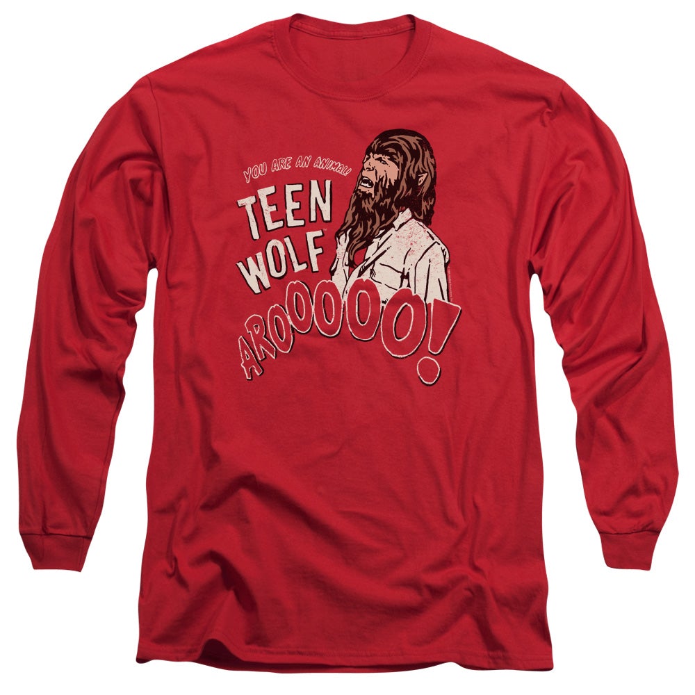 Teen Wolf Animal Mens Long Sleeve Shirt Red