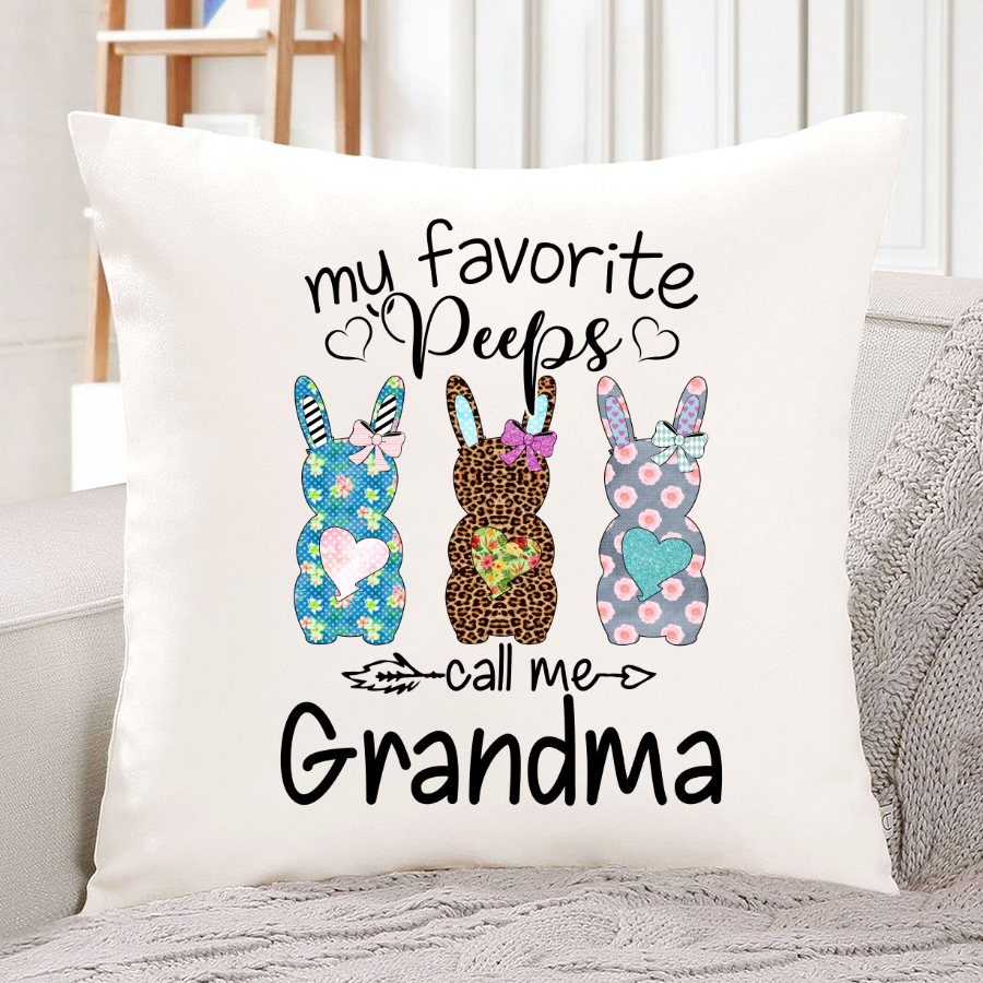 Personalized My Favorite Peeps Call Me Grandma Easter Bunny Indoor Pillow