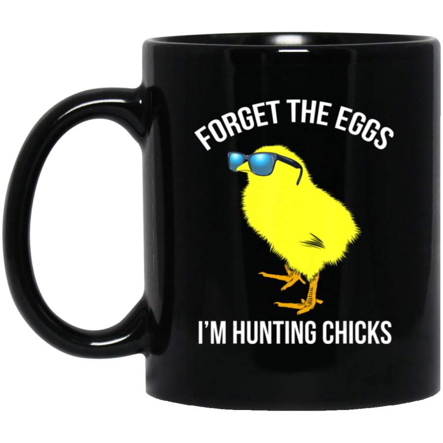 Cute Chick Egg Hunt Easter For Kids Boys Girls 11oz 15oz Black Mug Happy Easter Day Funny Colors Eggs Bunny Ears Peeps Cute