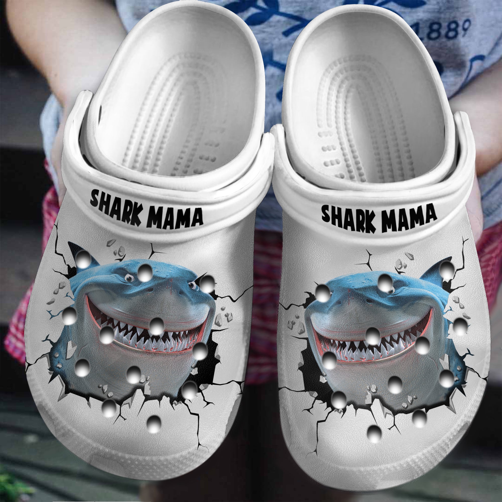 Shark Mama In Hole Clogs Shoes