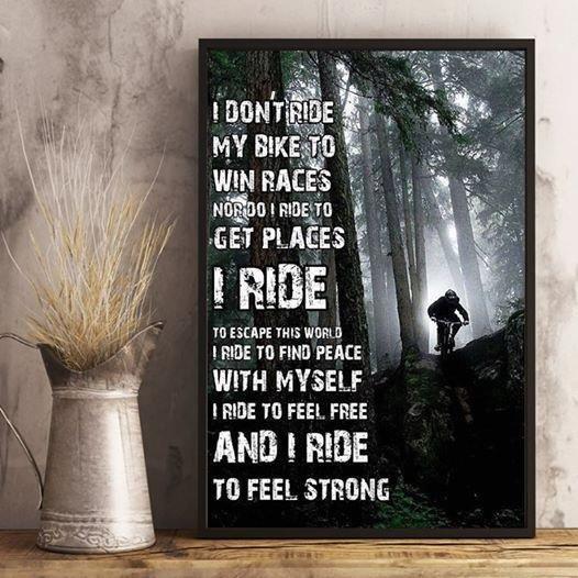 Biker I Don’T Ride My Bike To Win Races Poster Canvas Home Decor Wall Art Visual Art