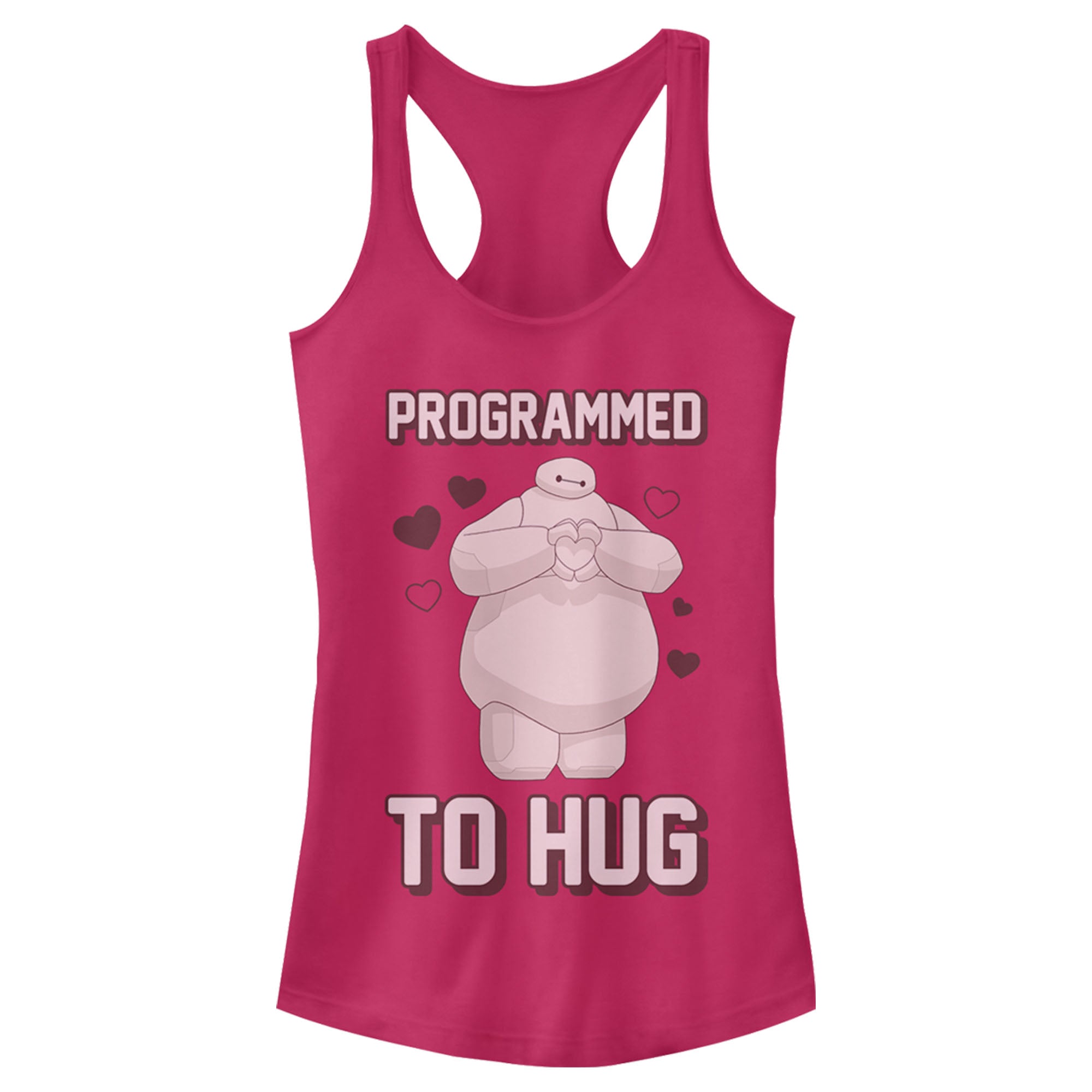 Junior’S Big Hero 6 Valentine Baymax Programmed To Hug Racerback Tank Top