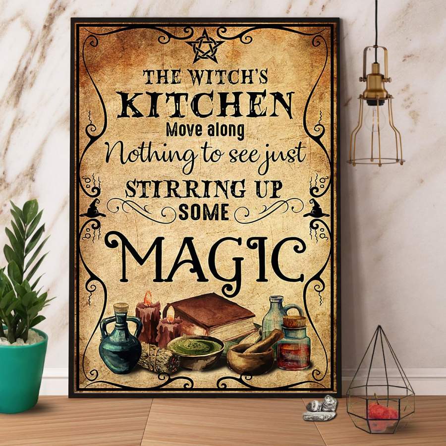 Witch the witch’s kitchen Halloween vintage paper poster no frame/ wrapped canvas wall decor full size