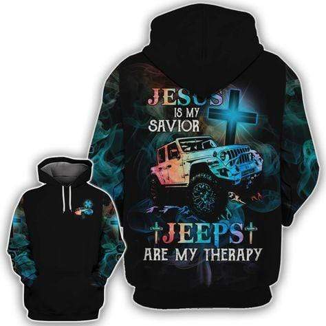 Jesus And Jeep Is My Therapy Hoodie – Legging 3D