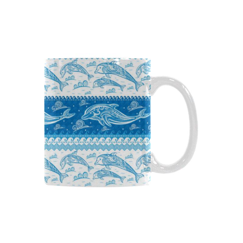 Dolphin Tribal Pattern Ethnic Motifs Classical White Mug (FulFilled In US)