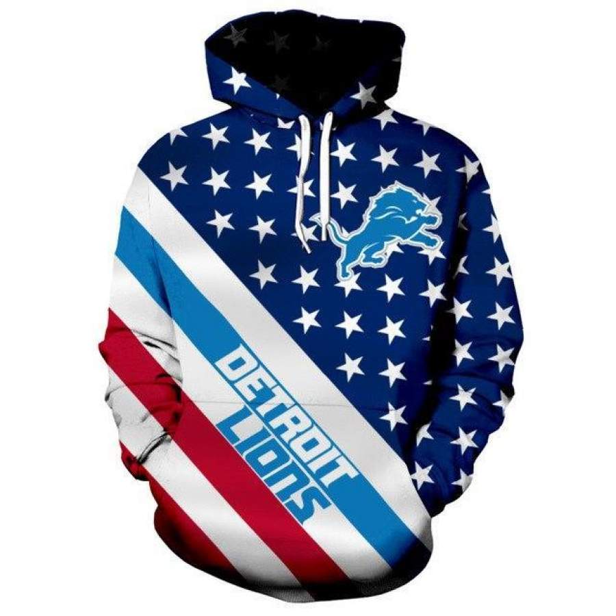 American Flag Detroit Lions 3D Hoodie