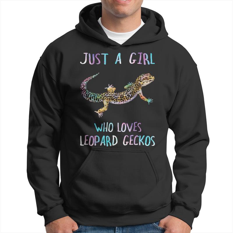 Cute Watercolor Lizard Just A Girl Who Loves Leopard Geckos Men Hoodie Graphic Print Hooded Sweatshirt