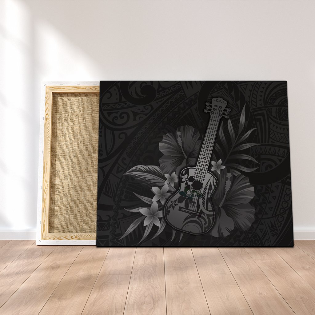 Hawaiian – Hawaii Ukulele Flower Canvas – Gray – AH – J4C