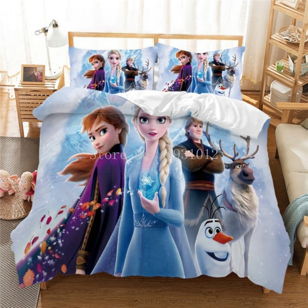 Anna Elsa 3D Bedding Set Twin Queen King Size Frozen Bedline Duvet Cover