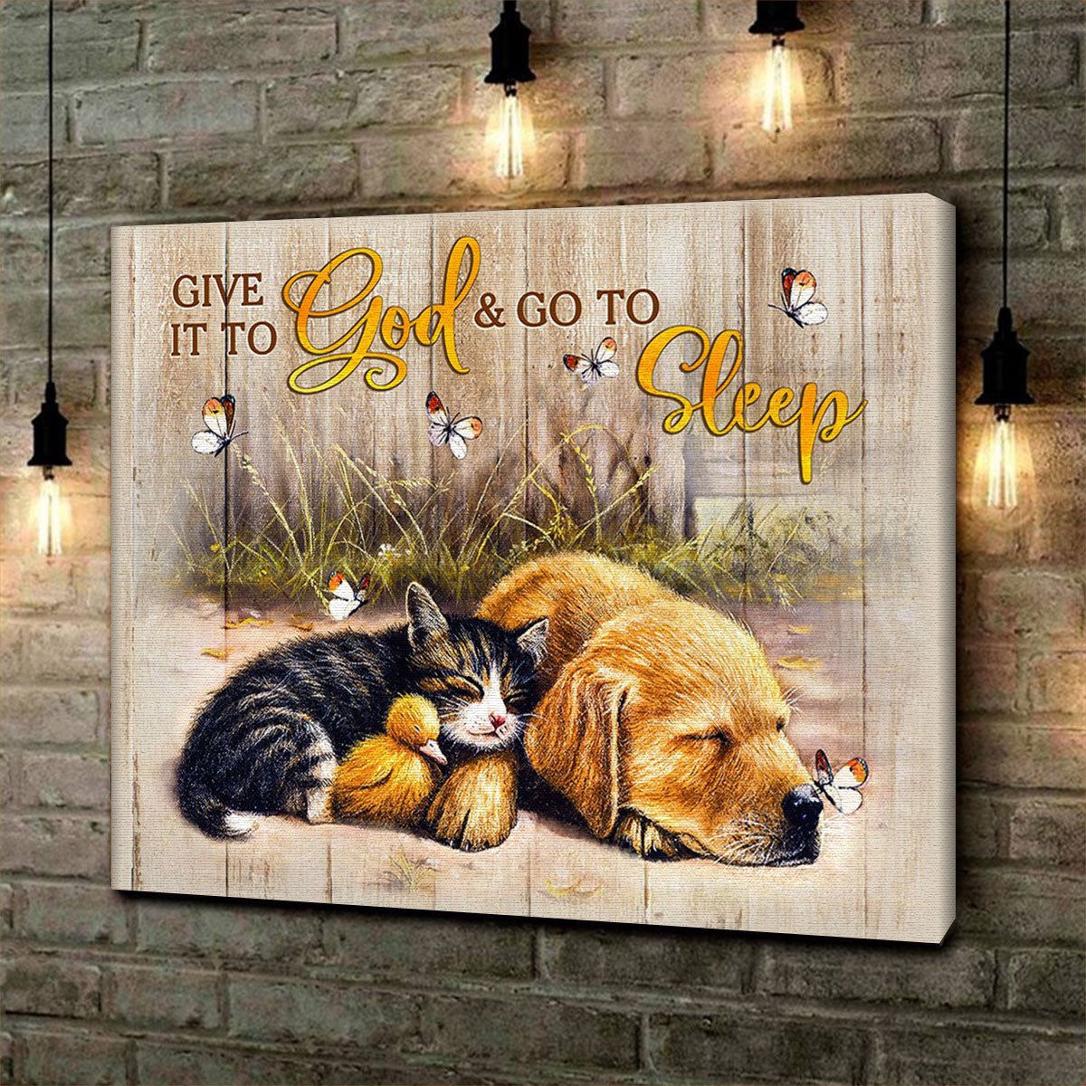 Personalized Gift_ Cute Sleeping Animals Give It To God And Go To Sleepchristmas Gift Idea – Canvas Prints Poster Wall Art