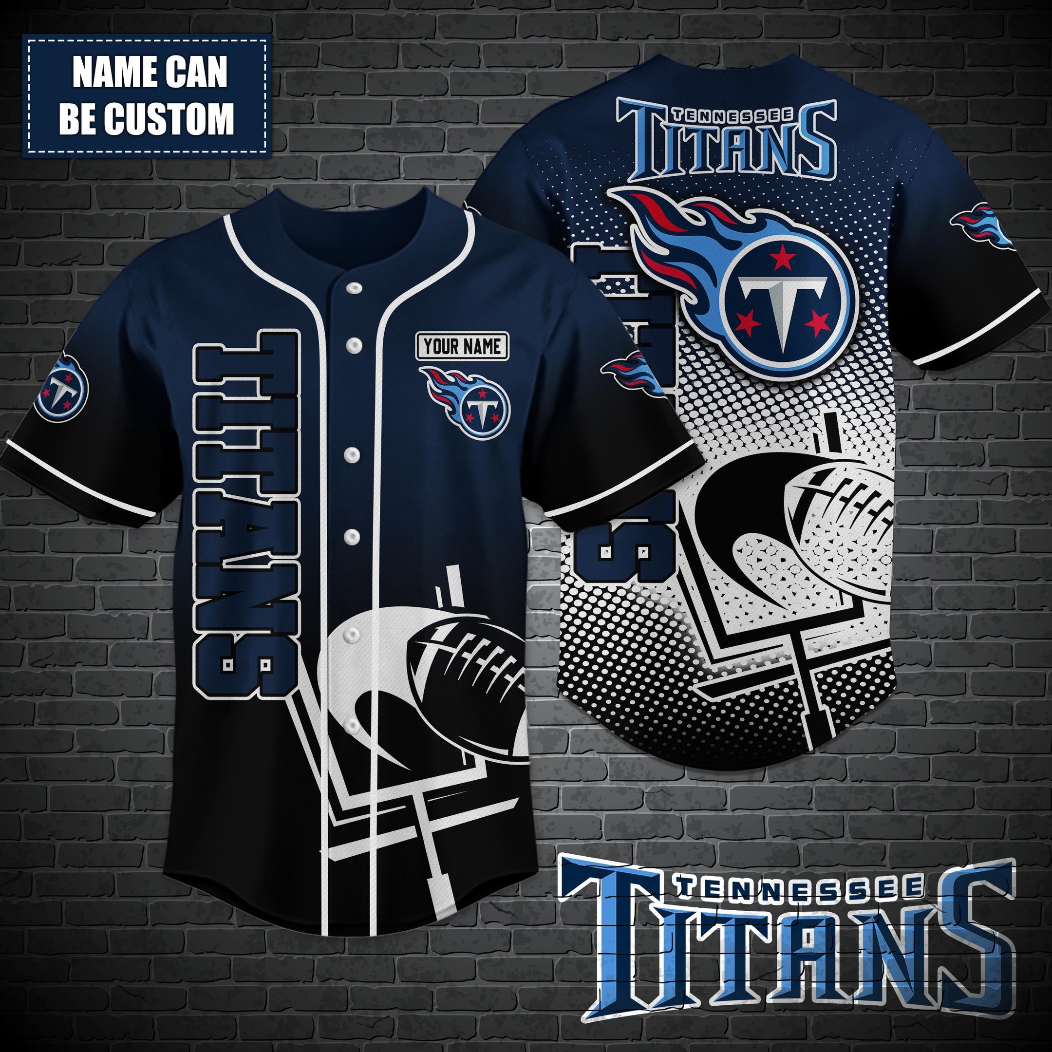 Tennessee Titans Custom Name Baseball Shirt T-44757