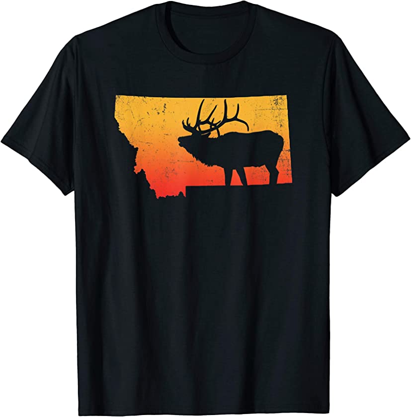 Vintage Montana Elk Retro Outdoors Hunting Graphic T-Shirt