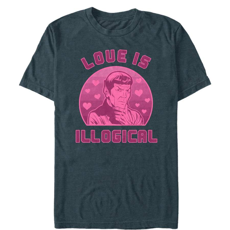 Star Trek Men’s Valentine Spock Love is Illogical  T Shirt