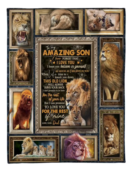 To My Son Love You Amazing Son Fleece Blanket Animals Gift For Family,Birthday,Daughter,Son,Lion Lovers Gift Home Decor Bedding Couch Sofa Soft And Comfy Cozy