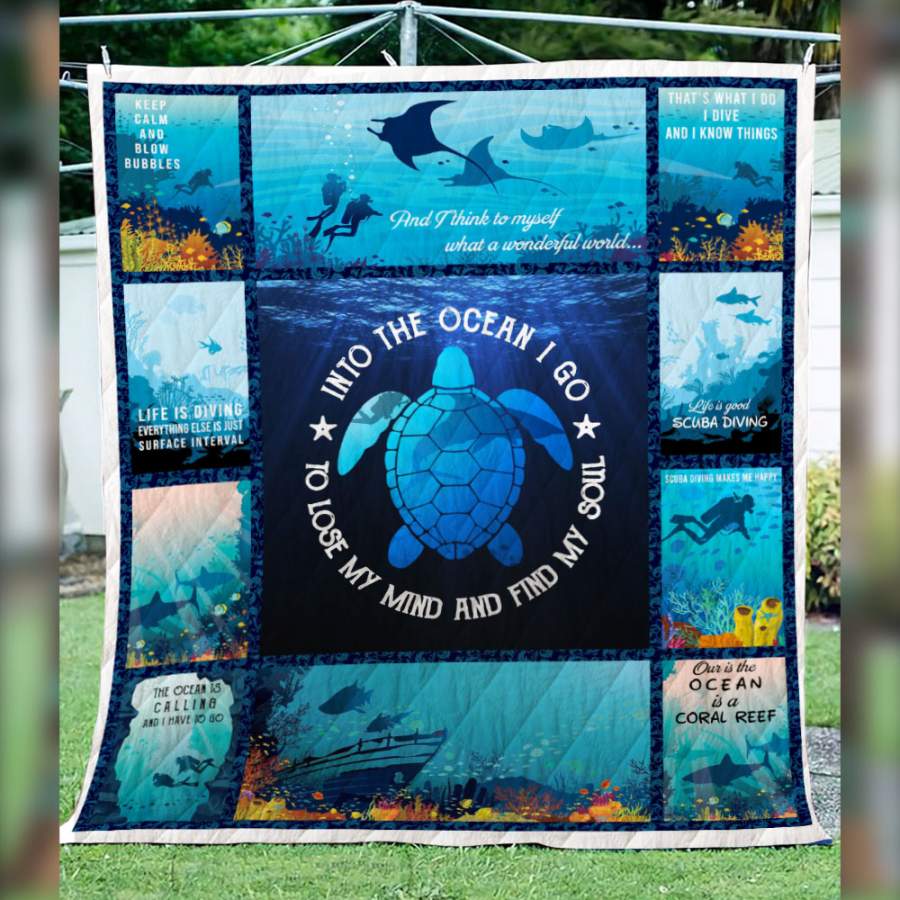 Wozoro Quilt Blanket Scuba Diving Into The Ocean Twin Queen King Size