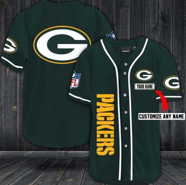 Personalized Green Bay Packers Green Color Baseball Jersey Shirt K3832