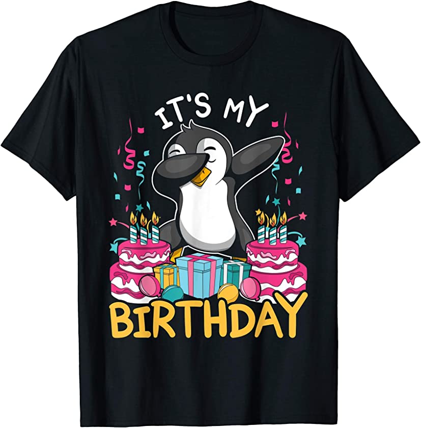 Its My Birthday Animal Kids Cake Gift Funny Dabbing Penguin T-Shirt