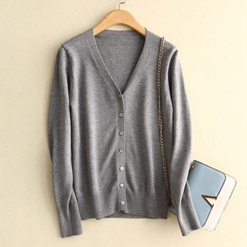 2022 Autumn Wool Cardigans Women Korean V Neck Knitted Feminino Ladies Long Sleeve Loose Buttons Cardigan Thin Coat alx