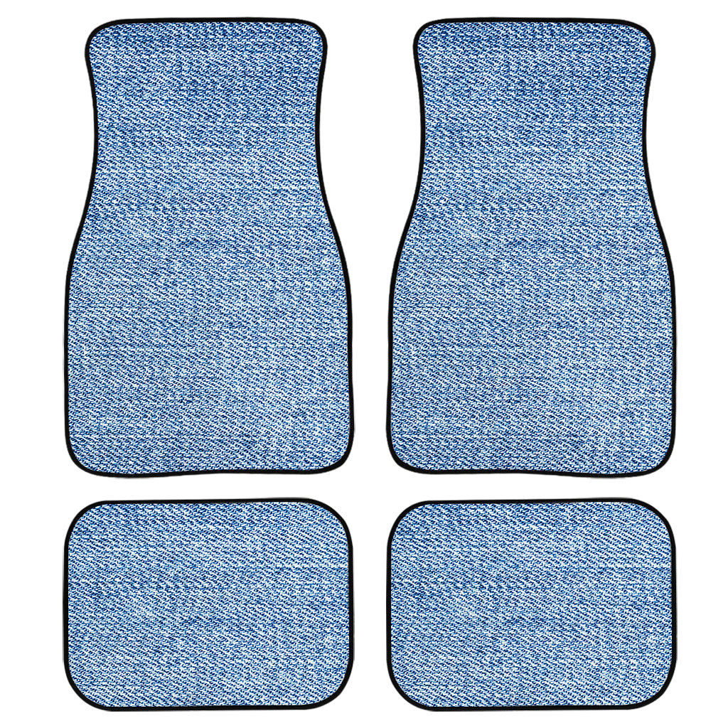 Classic Blue Denim Jeans Print Front And Back Car Floor Mats, Front Car Mat