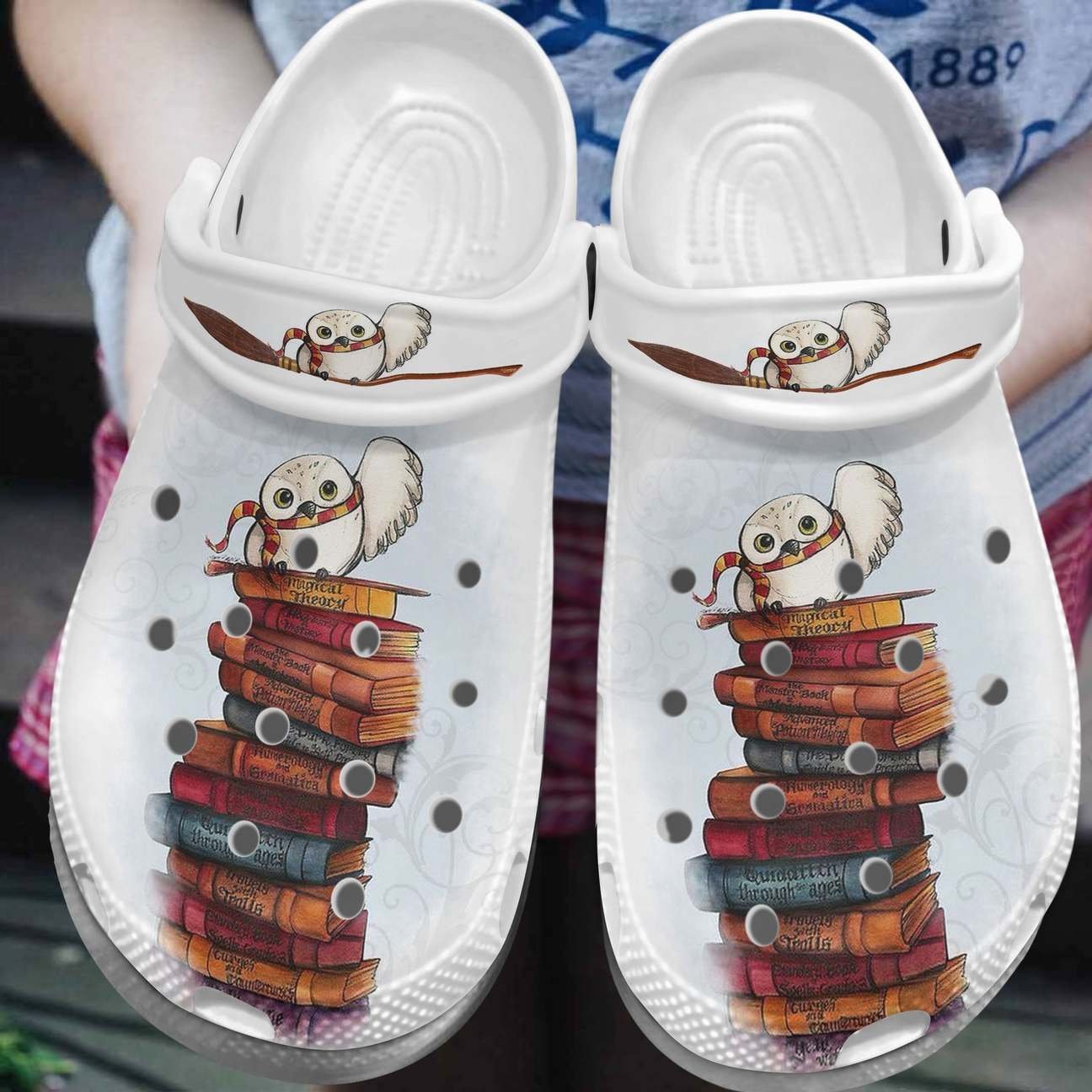 Book Stack And Owl Personalized Clog, Custom Name, Text, Color, Number Fashion Style For Women, Men, Kid, Print 3D