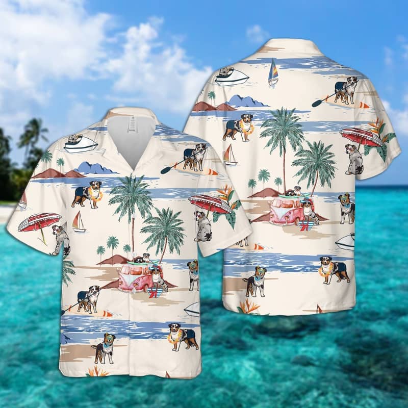 Australian Shepherd Summer Beach Hawaii Dog Short Sleeve Hawaii Shirt Ha28652