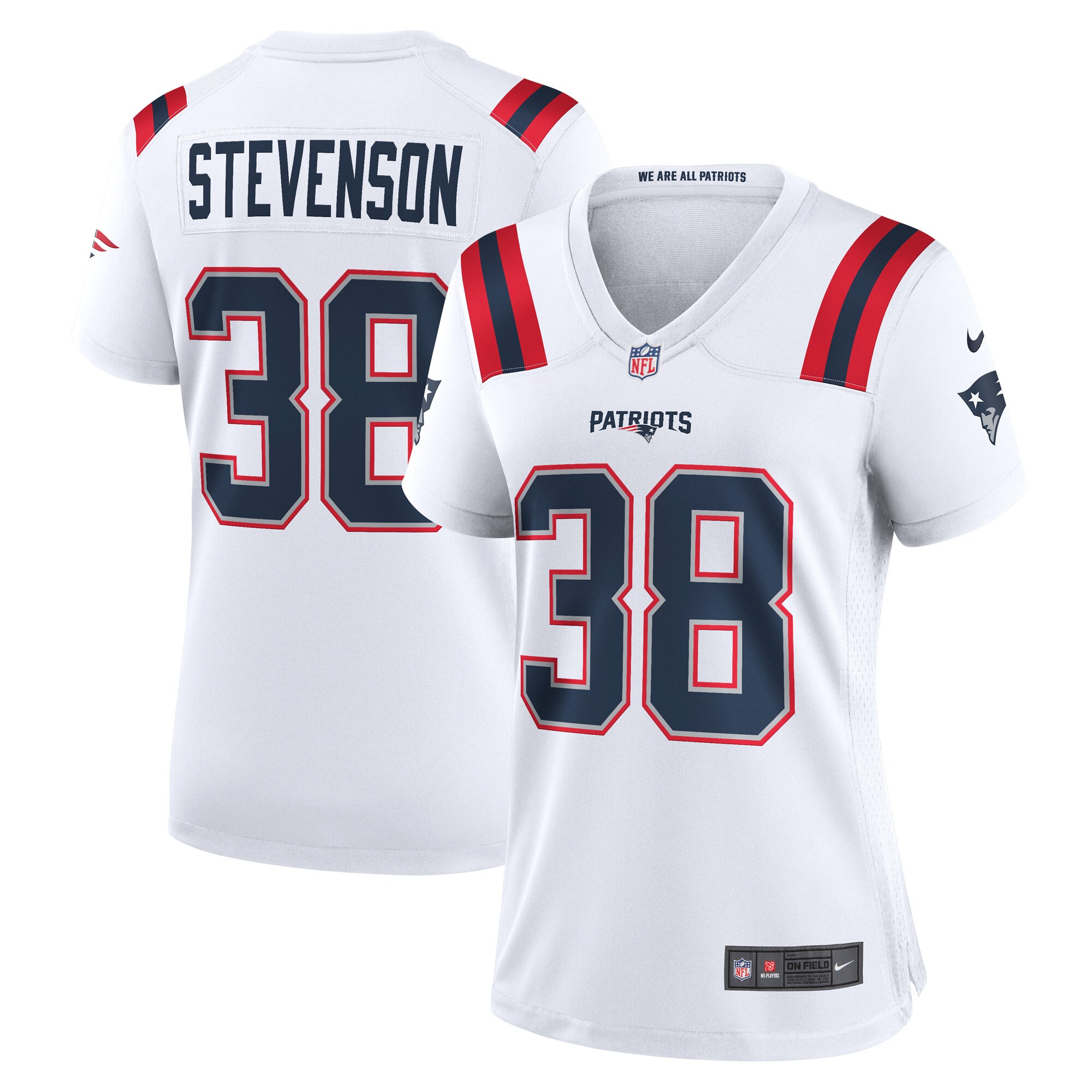 Rhamondre Stevenson New England Patriots Women's Game Player Jersey – White