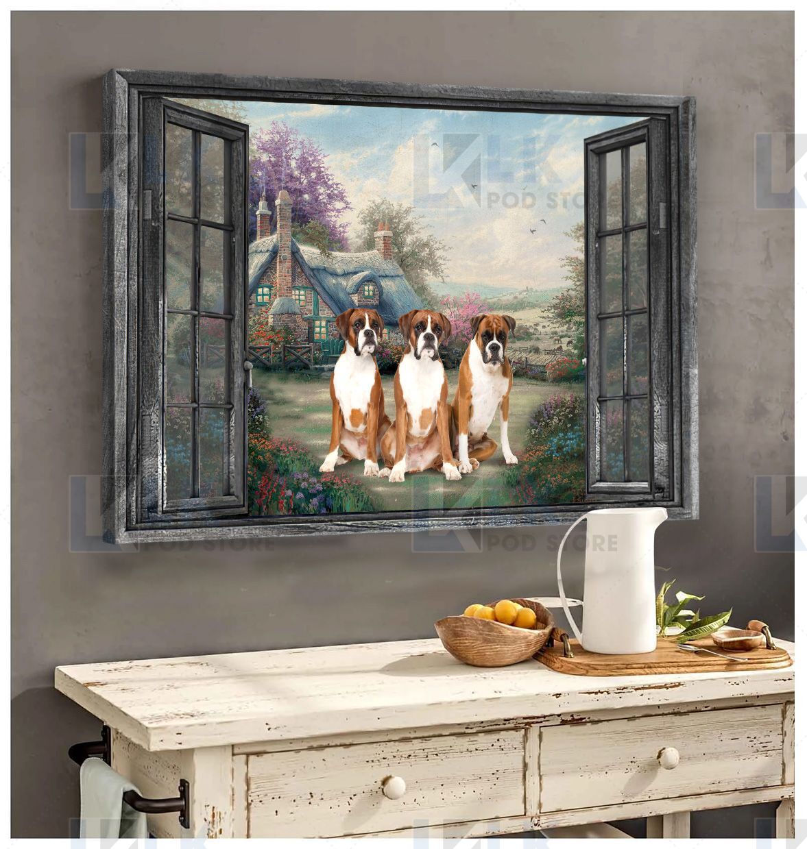 BOXER – CANVAS Window [ID3-B] | Framed, Best Gift, Pet Lover, Housewarming, Wall Art Print, Home Decor