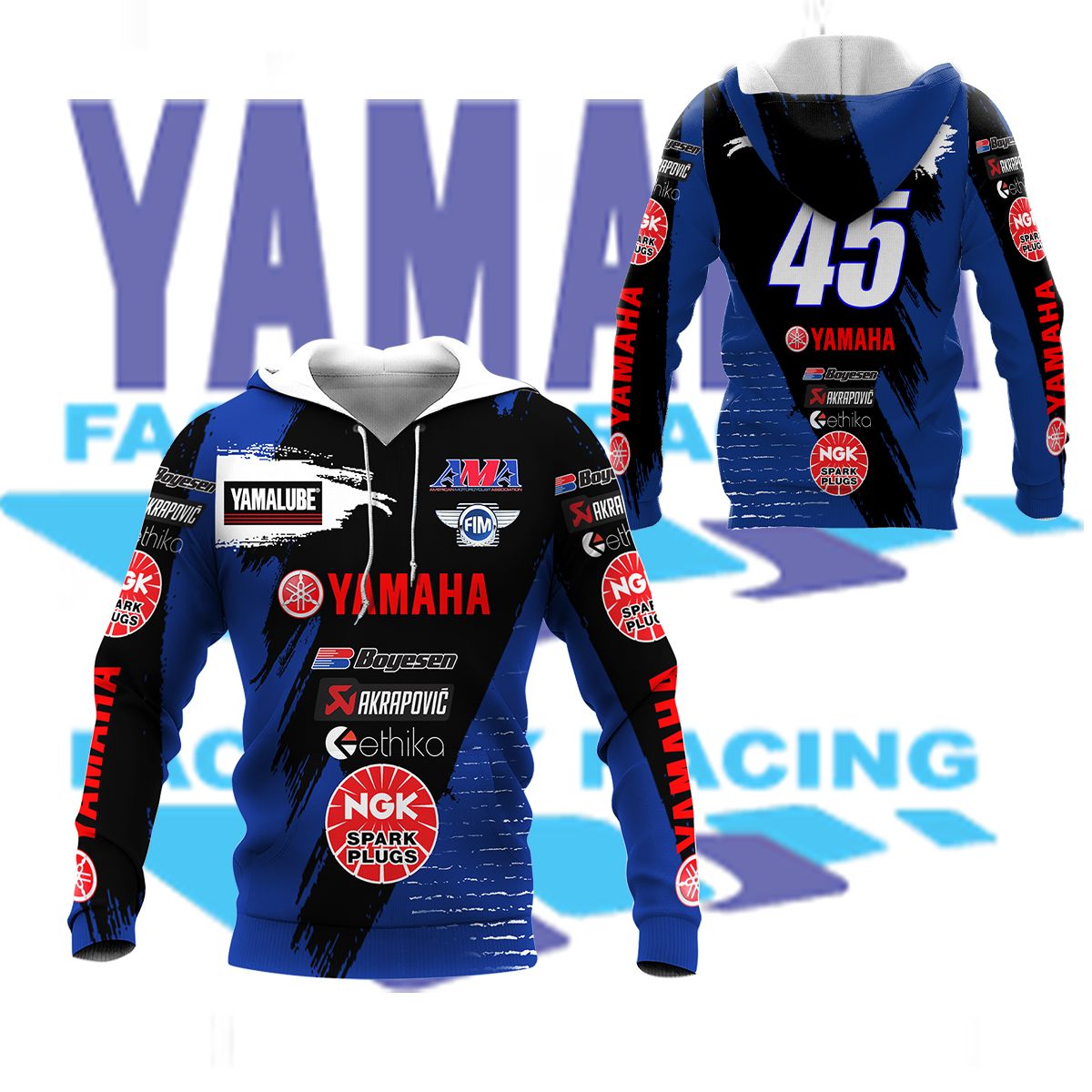 3D All Over Printed Yamaha Motocross VTH- HT Shirts Ver 1 (Blue & Black)