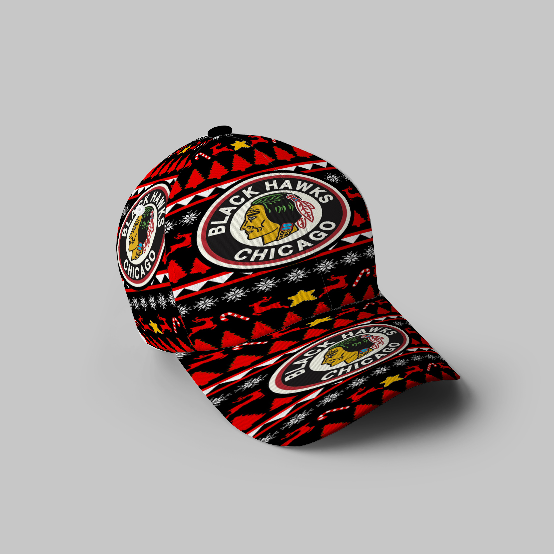 Chicago Blackhawks Symbol Xmas 3D Printing Baseball Cap Classic Hat