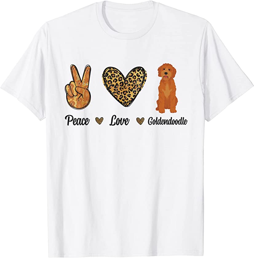 Peace Love Goldendoodle Leopard Lover Pet Dog Puppy Owner T-Shirt