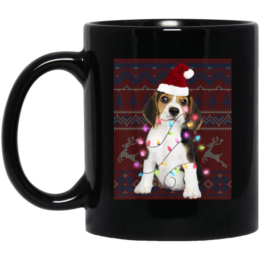 Beagle Lover Gifts Beagle Ugly Sweater  Christmas Xmas  11 oz 15 oz Mug Black