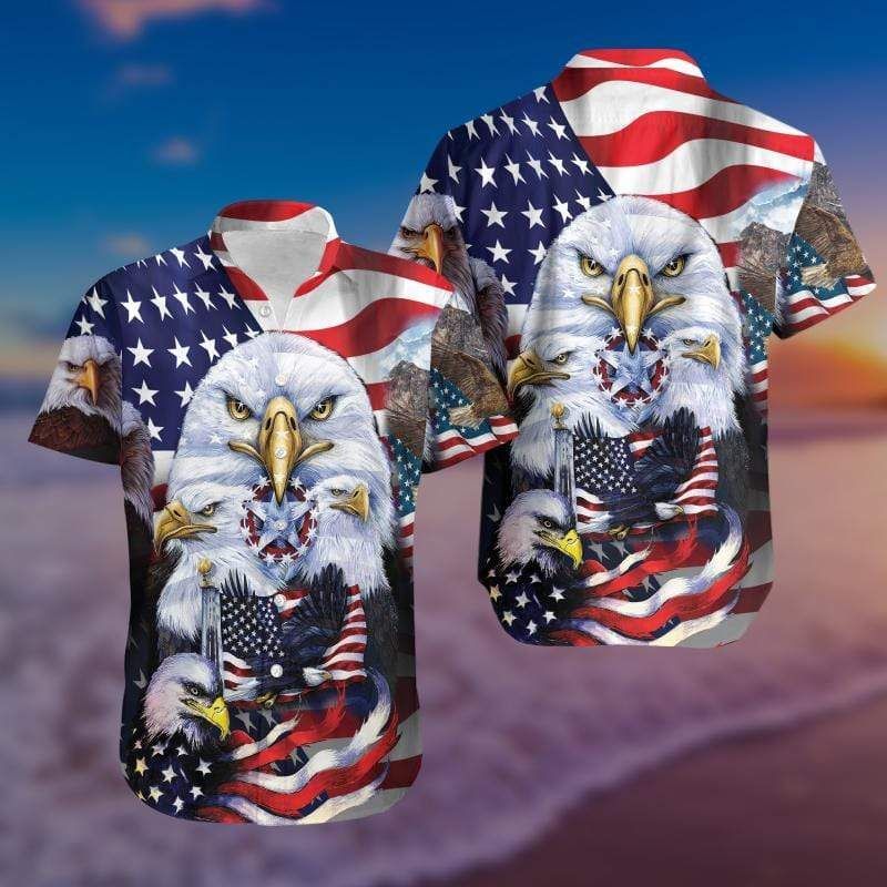 Find Eagle American And Star Honnor Unisex Hawaii Aloha Shirt V Ha27728