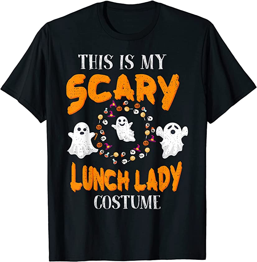 Scary Lunch Lady Boo Candy Witch Funny Halloween Costume T-Shirt