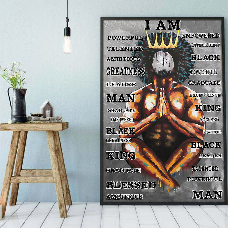 African Custom Canvas Cool Afro Art Print Poster African Woman Black King Elegant Canvas Room Decor