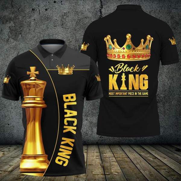 Amazing Black King Most Important Piece In The Game Crown And King Chess Polo Shirt