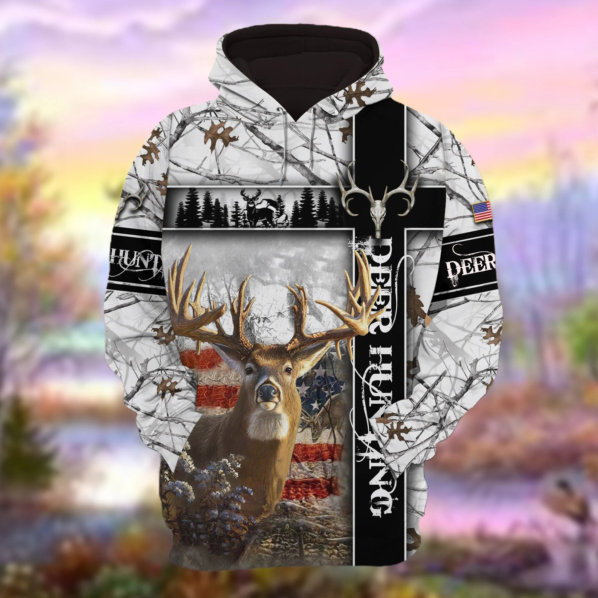 Personalized Deer Hunting Hoodie 3D Pullover American Forest Pattern Deer Hunting Hoodie Hunting Club Uniform